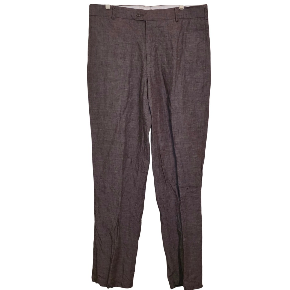 Natural Blue by Visitor Men's 34x32 Linen Blend Pants Casual Brown Straight Leg
